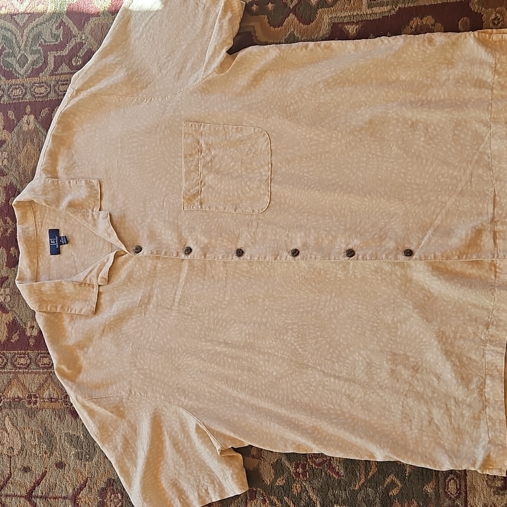 George Cream Casual Button Down Shirt with Textured Fabric